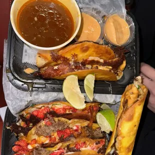 Shrimp Tacos Birria Flamin Hot Cheeto 1 Taco Birria Raman Noodels
