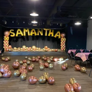 Birthday event room is super big and I love the stage !