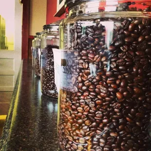 coffee beans in a jar