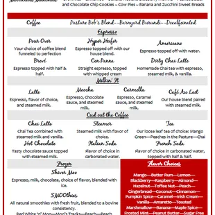 the menu for the event