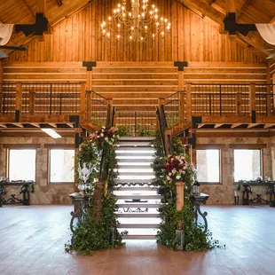 Beautiful Staircase and Chandeliers