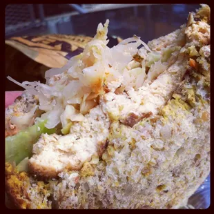 Tofu Reuben vegan sandwich