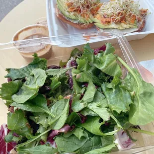 Beet salad and loaded bagel
