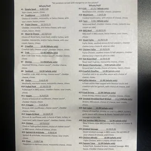 Menu as of 7/28/2023