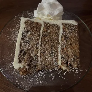 Carrot cake with whipped cream.