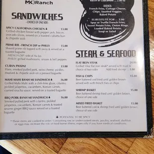 menu
