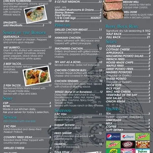 a menu for a desert restaurant