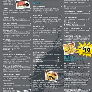 a menu for a restaurant