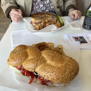 Reuben was huge with lots of layers of corned beef.