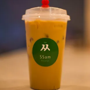 a plastic cup of iced tea