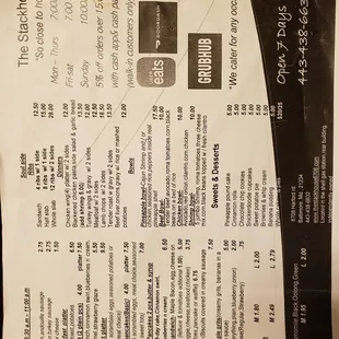 Take out menu side A