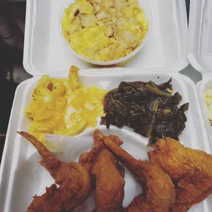 Chicken wing dinner &amp; banana pudding