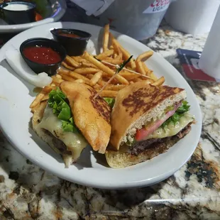 Stadium burger with pepper jack on jalapeno bun.  Not bad at all.