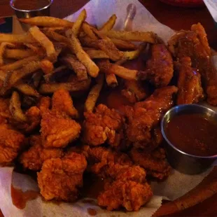 The wings and bones combo with fries is only half of our dinner today.
