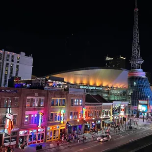 View from rooftop. Bridgestone Arena. Broadway.