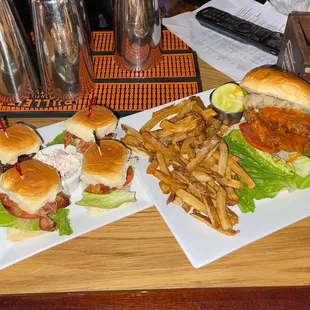 PBLT Sliders and Buffalo Fried Chicken Sandwich