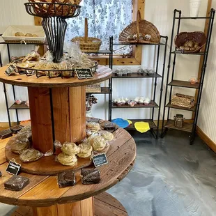 a display of baked goods