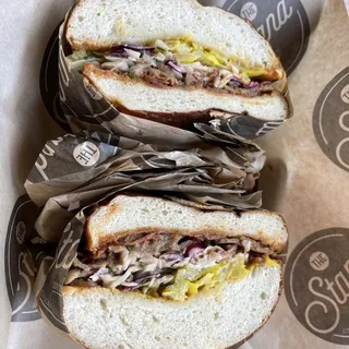 BBQ Brisket on a Pretzel Roll