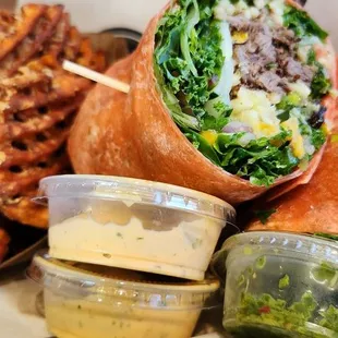 Steak Chimichurri Wrap, Sweet Potato Fries