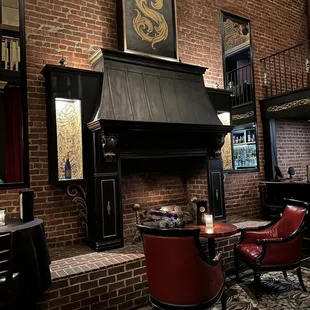 Bar area fireplace