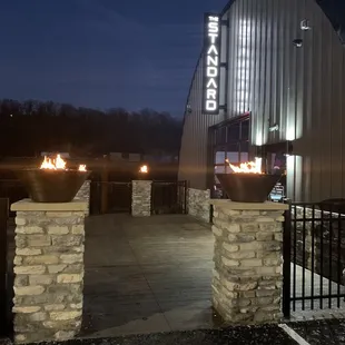 Outside the entrance.