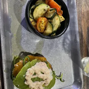 Mexacali Burger (no bun) with roasted veggie side