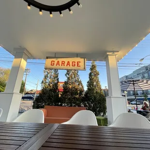 the outside of a garage