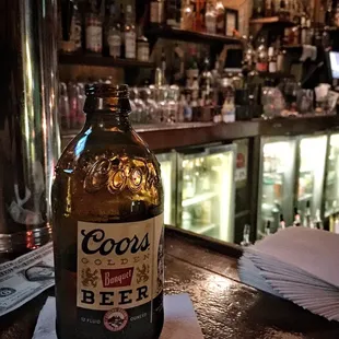 Coors heavy and a view of the backbar.
