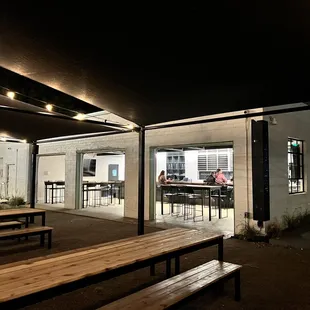 Connection to the inside is really cool with open doors and lots of activity