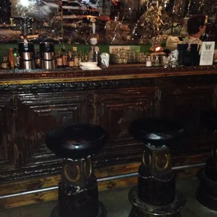 What great old barstools and bar in this place!  Lots of outdoor seating as well!