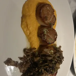 Pan seared scallops, butternut squash special.