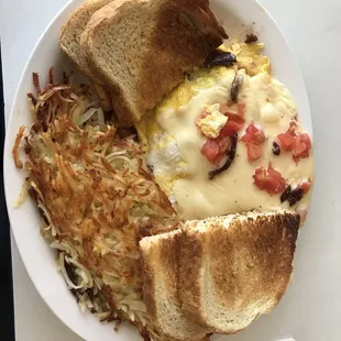 a plate of breakfast food