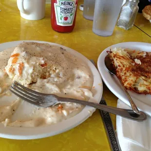 Omg ..what&apos;s left of a half order of biscuits and gravy omg so full going to be a great breakfast tomorrow too!