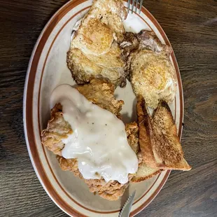Chicken fried chicken and eggs