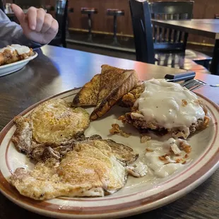 Chicken fried chicken and eggs