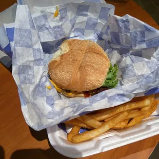 BBQ burger and fries