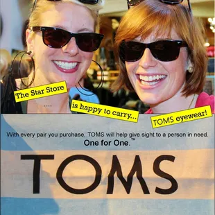 TOMS footwear and eyewear...ONE for ONE!