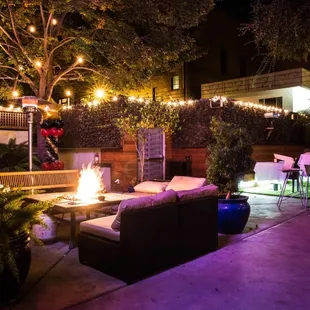 The patio at night