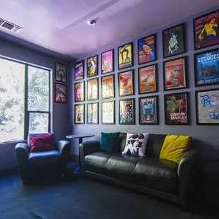 Part of the poster collection in the hallway