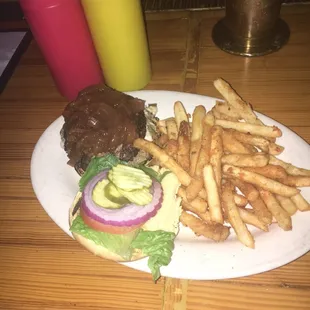 Jalapeño double burger with blue cheese and BBQ sauce.....the best!!