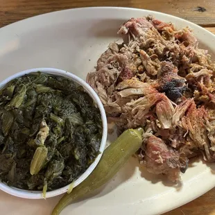 Pulled Pork with turnip greens