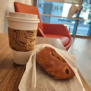 Dirty chai and cinnamon raisin bagel