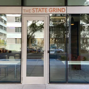 the entrance to a building