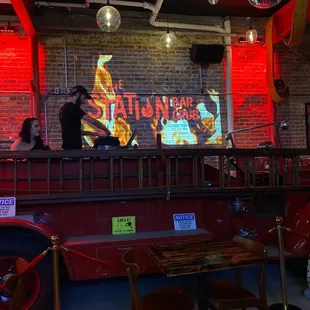 a firetruck in the background