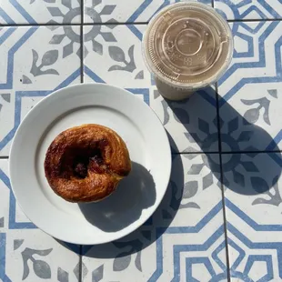 Chocolate twist and iced chai with oat milk