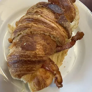 Bacon egg and cheese croissant.  Croissant was super flaky and there was plenty of bacon.