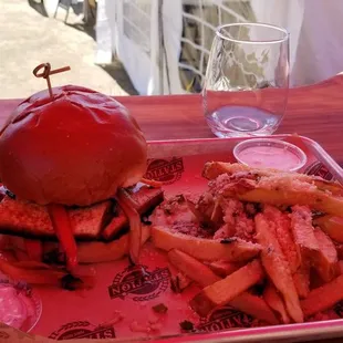 Grilled Tofu Sandwich with garlic fries!