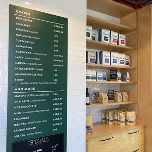 Drinks menu