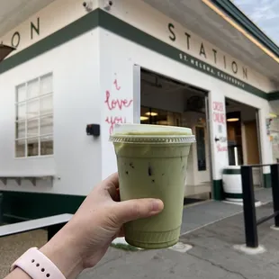Iced Matcha Lavender latte