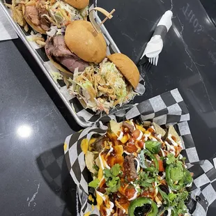 Trio sliders and nachos